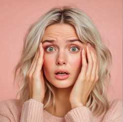 Woman looking confused about sunscreen and wrinkle protection