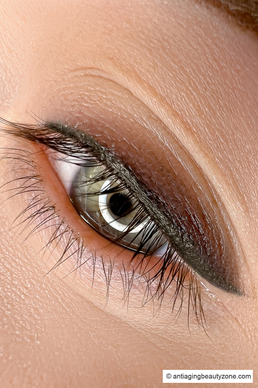 Satin taupe shadow look for deep-set eyes with soft brown liner