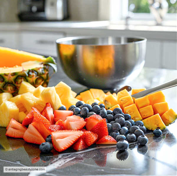 Fruit-based face mask enzyme peel vs chemical peel. More gentle for the skin. Different types of fruit are used for a homemade enzyme face mask.
