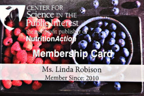 Membership card for the Center for Science in the Public Interest (CSPI). Anti-aging and beauty start with a healthy lifestyle.