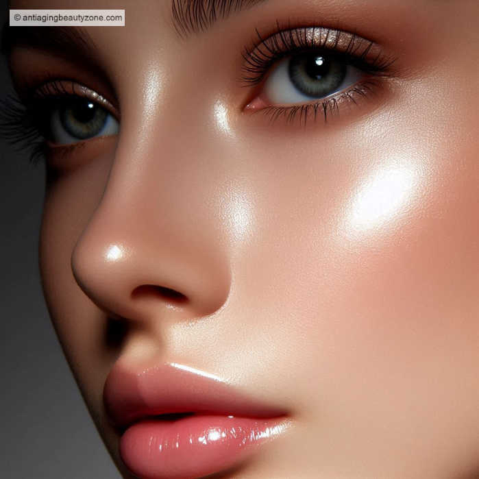 A woman with glowing skin.