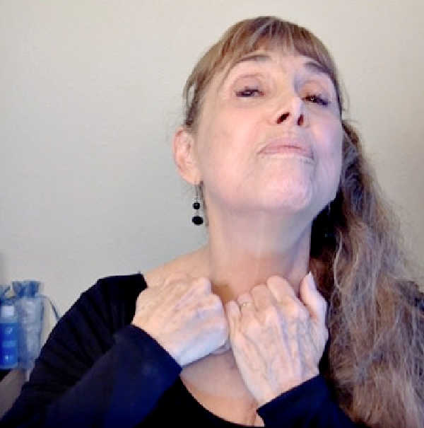 Massaging neck treatments for sagging skin.
