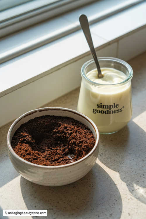 DIY coffee yogurt face mask to unclog pores and reduce oil Coffee and yogurt exfoliating mask for oily skin