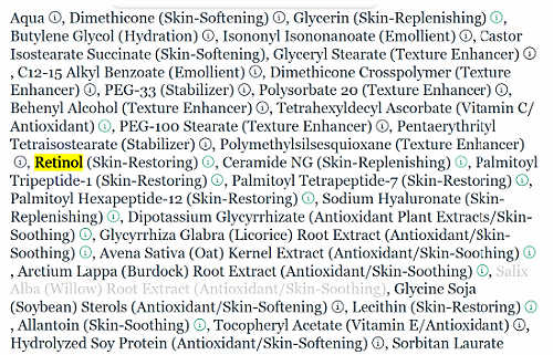 cosmetic ingredient list