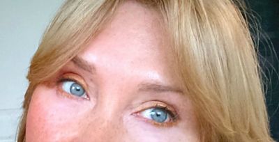 Best eyeliner tips. Shimmery golden caramel Any Wear cream on upper and lower eyelids.