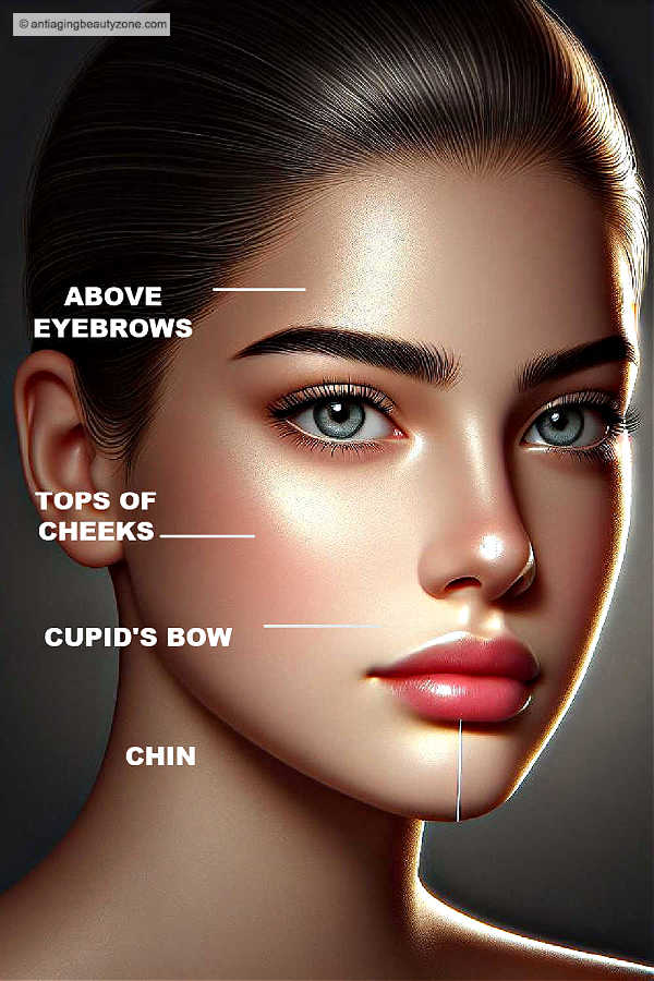 Highlighted points on the face after a deep face scrub.