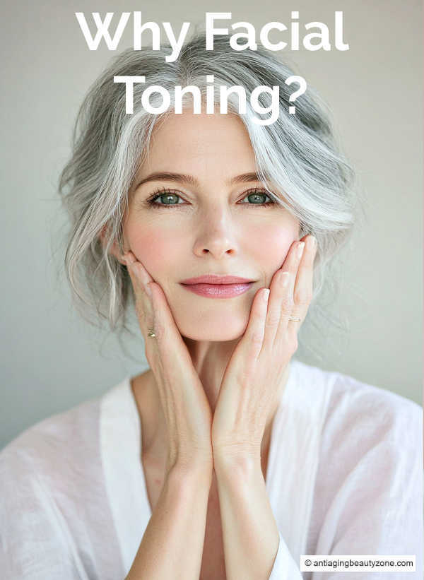 Facial muscle toning: gentle cheek lift concept. Woman gently touching her cheeks—visual of facial muscle toning and a gentle cheek lift.