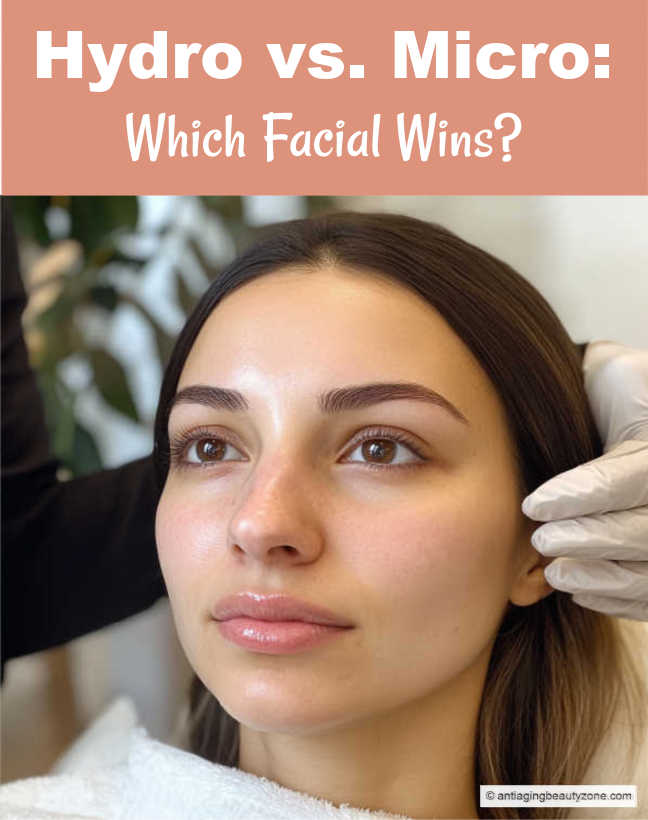 Comparing Hydrafacial and Microdermabrasion for radiant complexion and glowing skin. Hydrafacial vs Microdermabrasion: A woman in a dermatologist's office preparing for a facial treatment to improve her skin's texture and glow.