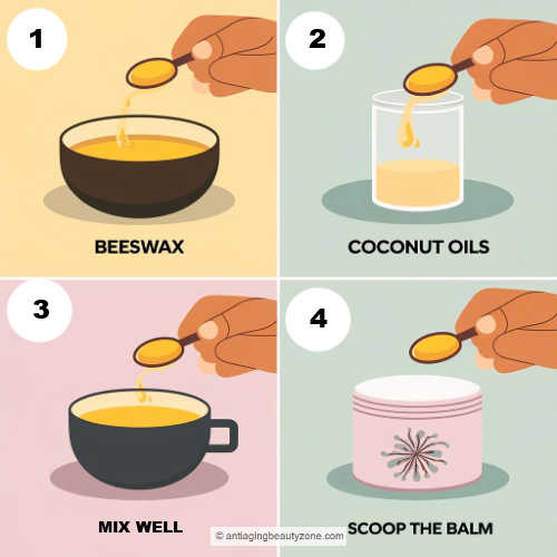 Combining natural ingredients for a DIY lip balm recipe.