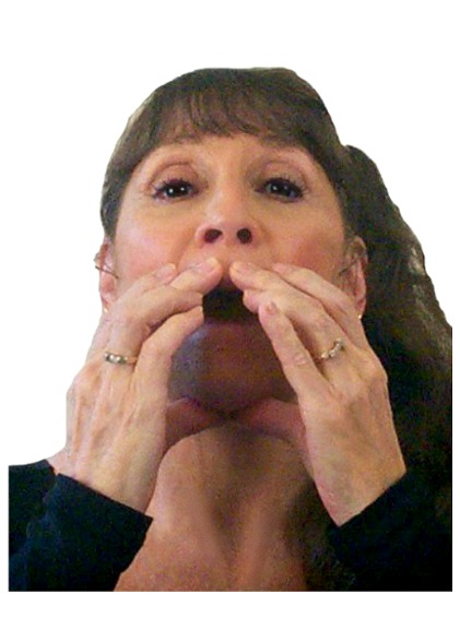 Carolyn from Facial Fitness showing how to massage lips for fewer wrinkles