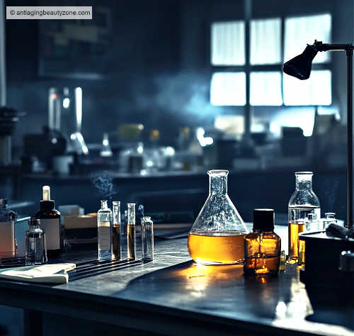 Lab setup showing harmful ingredients that could be found in your makeup facial wipes.