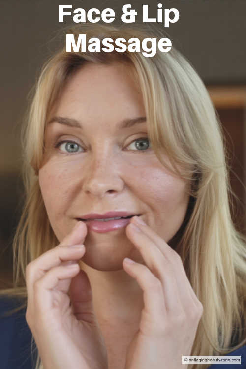 Daily habit for beautiful lips – face and lip massage tip Woman doing a gentle face and lip massage for smoother, fuller lips