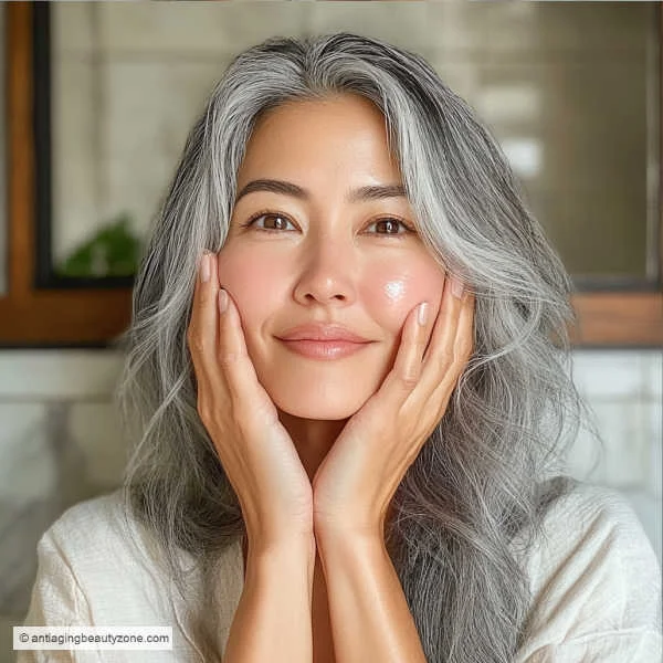Natural Skin Tightening at Home—Simple Routines That Really Work. Woman gently massaging her face at home as part of a natural skin-tightening routine.