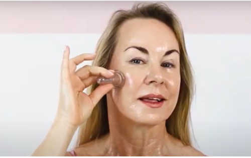 Face massage with facial cupping. Face cupping for firmer skin.