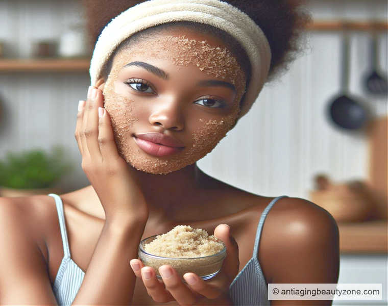 Massage sugar face scrub all over clean dry face. How to use a sugar face scrub.