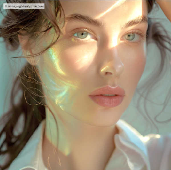 woman with glowing, luminous skin in soft natural light