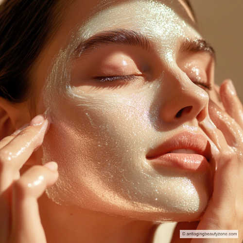 Pearl powder mask for luminous, bright skin tone