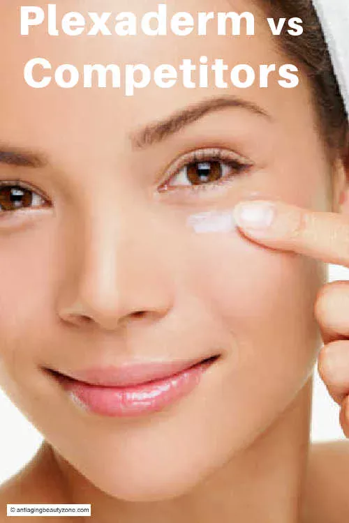Plexaderm vs Competitors: side-by-side look at under-eye creams for bags and lines Woman dabbing under-eye cream — Plexaderm vs competitors comparison