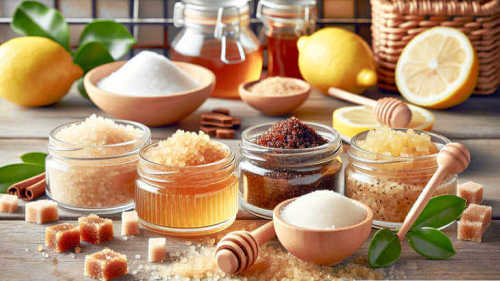 Sugar and coffee scrubs in glass jars